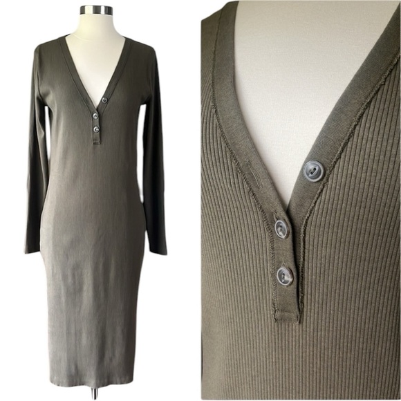 Polo Ralph Lauren Ribbed Midi Dress with Elbow Patches Size Medium - Picture 1 of 11